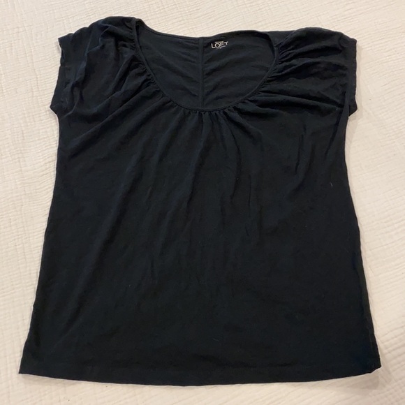 LOFT Black Scoop Neck Fitted Top EUC - Picture 6 of 7